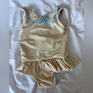 Bella bliss Striped Yellow and Blue Ruffle Swimsuit